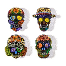 Набор ковриков для чашек с черепом, силиконовые формы, формы для литья смолы, для diy уф смолы, изготовление изделий из эпоксидной смолы