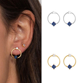 Minimalist Geometric Zirconia Round Earrings - Versatile and Elegant Ear Jewelry