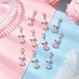 60шт. сердце ангел акриловые подвесные украшения, с застежками-лобстерами и имитацией жемчуга из АБС-пластика