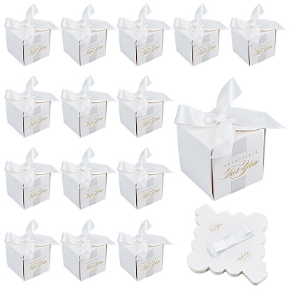 Square Paper Wedding Candy Storage Boxes with Ribbon