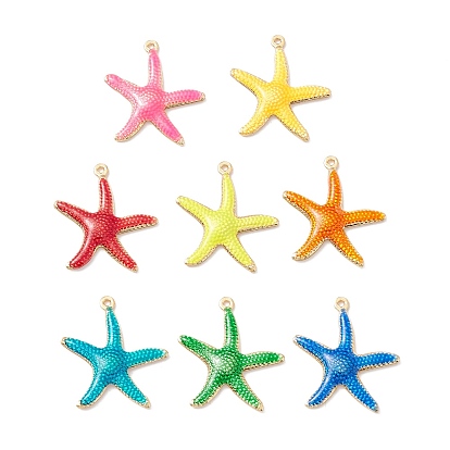 Подвески из латуни с эмалью в стойку, долговечный, реальный 18 k позолоченный, без кадмия, без никеля и без свинца, морская звезда