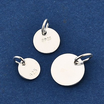 S925 серебряные пустые подвески, плоско-круглые