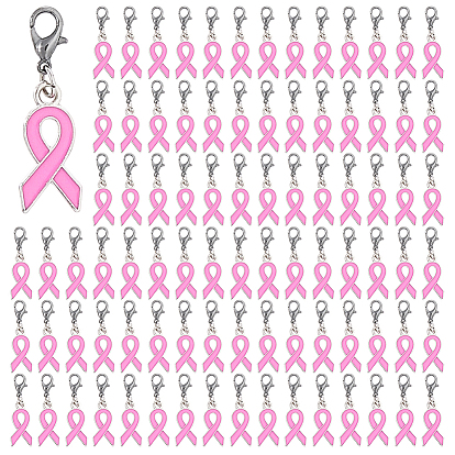 100шт сплава эмали подвески украшения, Сплав с застежками когтя омара, очарование ленты осведомленности