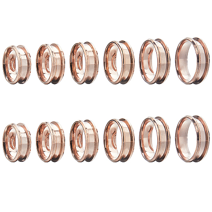 12шт 6 размер 304 настройки кольца для пальцев с канавкой из нержавеющей стали, кольцевой сердечник, для изготовления инкрустации