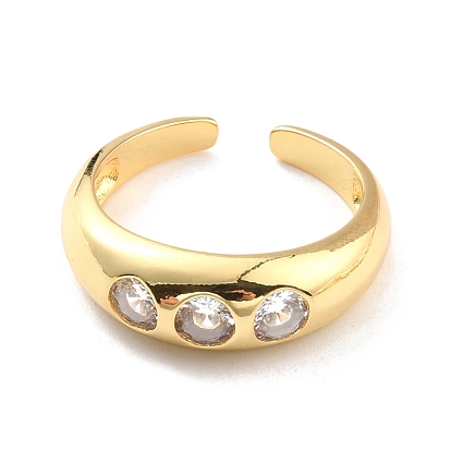 Clear Cubic Zirconia Chunky Open Cuff Ring for Women, Cadmium Free & Nickel Free & Lead Free