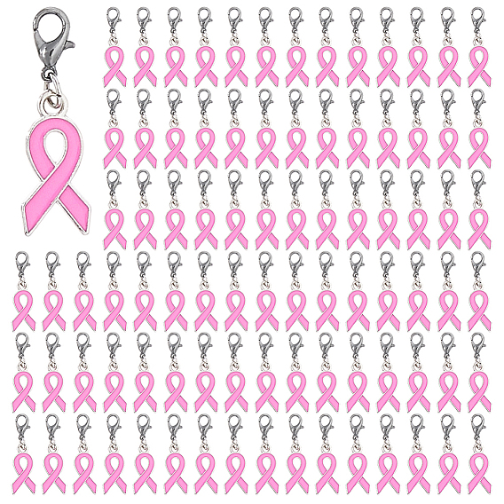 100шт сплава эмали подвески украшения, Сплав с застежками когтя омара, очарование ленты осведомленности