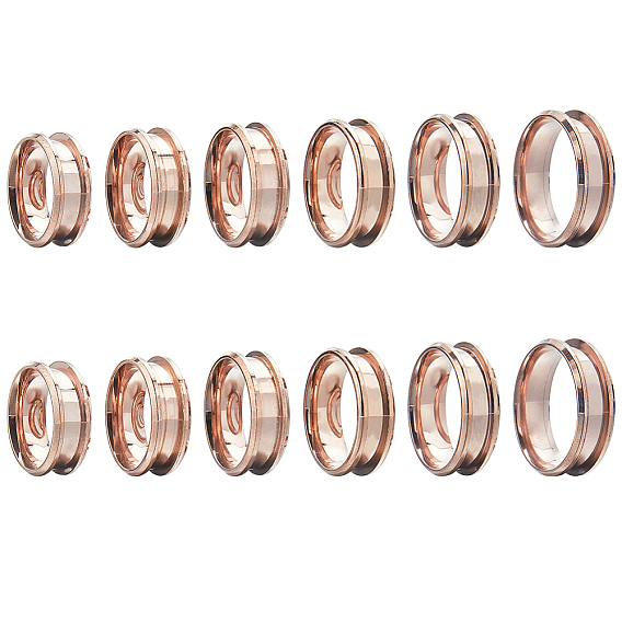 12шт 6 размер 304 настройки кольца для пальцев с канавкой из нержавеющей стали, кольцевой сердечник, для изготовления инкрустации