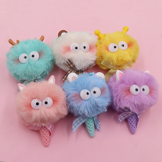 Брелок для ключей из хлопкового помпона, Мультяшное подвесное украшение для рюкзака