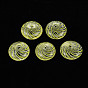 Transparent Handmade Blown Glass Globe Beads, Stripe Pattern, Flat Round