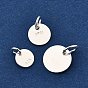 S925 серебряные пустые подвески, плоско-круглые