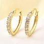 Овальные серьги-кольца из латуни с микропаве из прозрачных кубических цирконий, без свинца и без кадмия, долговечный, стойки покрытие