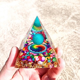 Crystal Ball Epoxy Pyramid Ornament Amethyst Gravel Resin Crafts Home Decoration Ornament