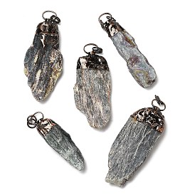 Natural Green Quartz Big Pendants, Nuggets Charms with Tin Findings
