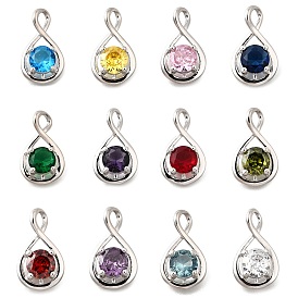 925 подвески из стерлингового серебра с паве из кубического циркония, бесконечная форма, платина