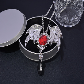 Gothic Necklace Halloween Retro Victoria Bat Wing Purple Gemstone Inlaid Necklace