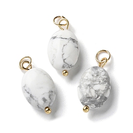 Природные подвески Говлит, Овальные подвески с 304 соединительными кольцами из нержавеющей стали, золотые