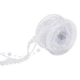 1 отделка из полиэфирного цветочного кружева, с отделкой бусинами из искусственного жемчуга, для украшения одежды