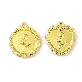 304 Stainless Steel Pendants, Real 18K Gold Plated, Rose