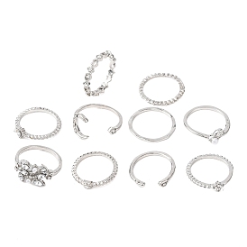 10шт. сплав с кристаллами стразами кольца для женщин