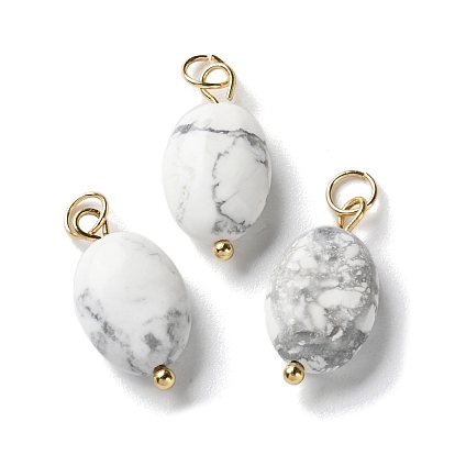 Природные подвески Говлит, Овальные подвески с 304 соединительными кольцами из нержавеющей стали, золотые