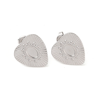 Heart 304 Stainless Steel Stud Earrings Findings