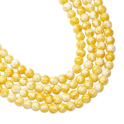 Baking Paint Glass Round Bead Strands, Round