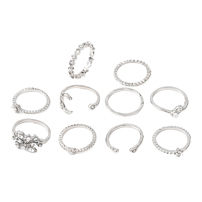 10шт. сплав с кристаллами стразами кольца для женщин