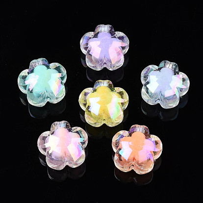 AB Color Transparent Acrylic Beads, Bead in Bead, Flower
