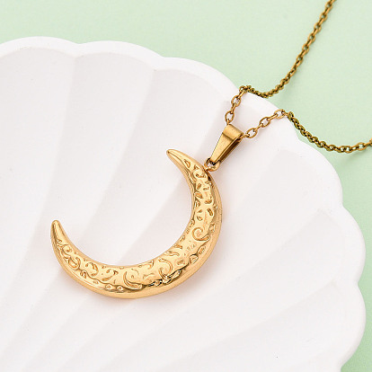 304 подвесные из нержавеющей стали ожерелья, луна, ионное покрытие (ip)