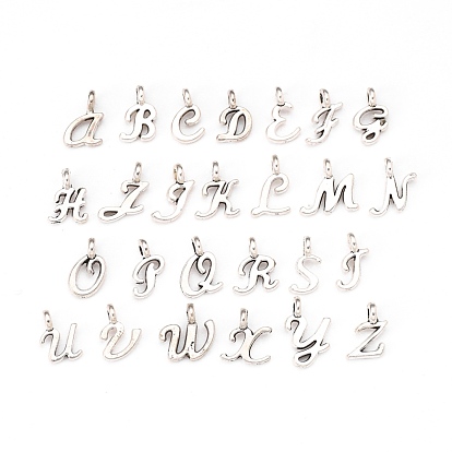 Tibetischer stil Aluminium Anhänger & Charms, cadmiumfrei und bleifrei, Alphabet, Buchstabe a ~ z