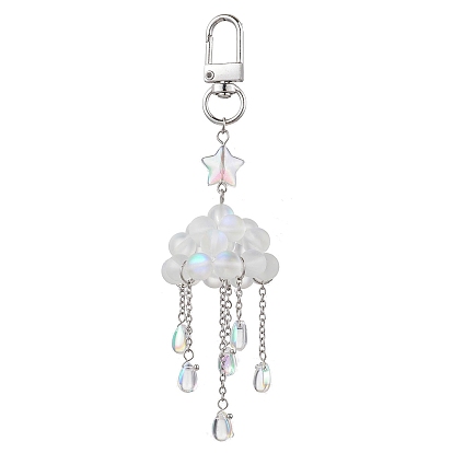 Подвесные украшения из облачного сплава и синтетического лунного камня, со стеклянными кисточками и поворотными застежками