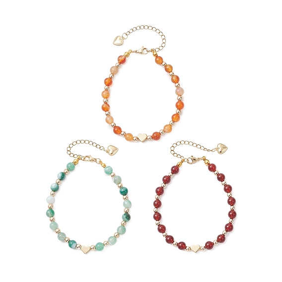 Браслеты из круглых бусин из натуральных драгоценных камней, латунные украшения в форме сердца для женщин, с гальваническим немагнитным синтетическим гематитом