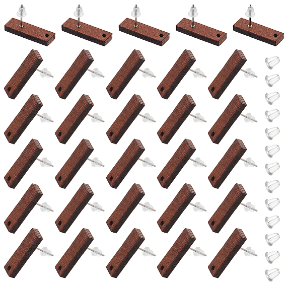 60 шт. фурнитура для сережек-гвоздиков из осины, кокосового коричневый, с 80 пластиковыми ушными гайками