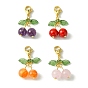 Cherry Natural Gemstone Pendant Decorations, with 304 Stainless Steel Lobster Claw Clasps
