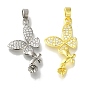 Подвеска из латуни с микропаве из прозрачного кубического циркония, без свинца и без кадмия, долговечный, бабочка