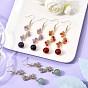 3Pair Natural Amethyst & Natural Carnelian &Natural Green Aventurine Round Dangle Earrings