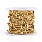 Handmade Brass Twisted Chains, Curb Chains, Soldered, with Rectangle Beads and Spool, Long-Lasting Plated