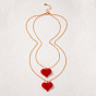 Sweet and Cool Heart Pendant Necklace for Women - Double Layer Velvet Chain with Two Hearts, Perfect for Layering