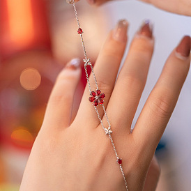 Цветок 925 браслеты из стерлингового серебра с микропаве из кубических цирконий, браслеты-цепочки для женщин