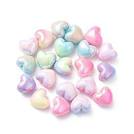 Spray Painted UV Plating Acrylic Beads, Iridescent, Heart