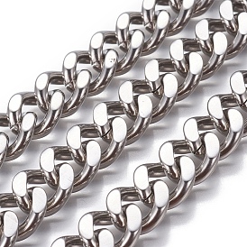 201 Stainless Steel Curb Chain, Twisted link Chains, Faceted, Unwelded