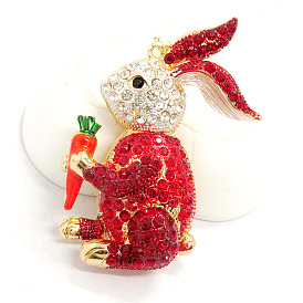 Colorful diamond-encrusted radish cute rabbit creative alloy key chain cartoon auto accessories pendant small gift