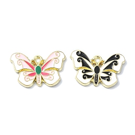 Alloy Enamel Pendants, Golden, Butterfly Charm