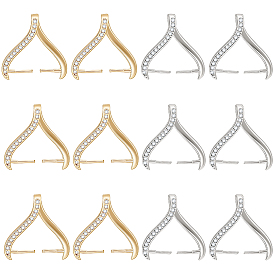 12 шт. 2 цвета стойка покрытие латунь микропаве кубический цирконий ледоруб зажимные скобы, долговечный, без кадмия и без свинца