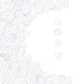 Resin Button, Mixed Dyed and Undyed, 2-hole & 4-hole, Mixed Shapes