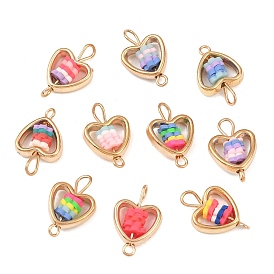 Пластиковая рамка ccb с бусинами из полимерной глины в виде цветов, подвесками-сердечками, с латунными двойными петлями, разноцветные