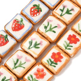 Фарфоровые бусины ручной работы, бусины ручной работы, квадратный, с эмалью