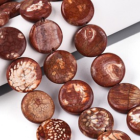 Крашеные бусины из натурального огненного агата с треском, плоско-круглые