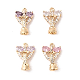 Golden Brass Micro Pave Cubic Zirconia Fold Over Clasps, with Glass, Heart