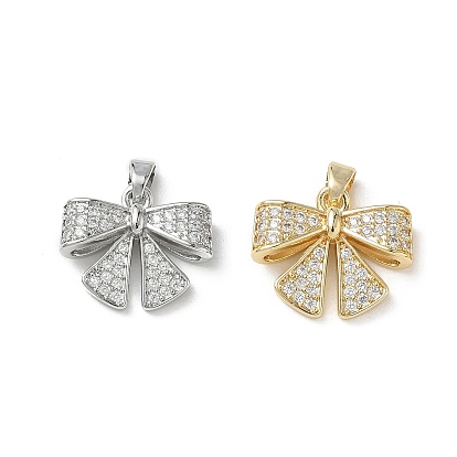 Латунные микропаве прозрачные подвески с фианитом, долговечный, бантом прелести